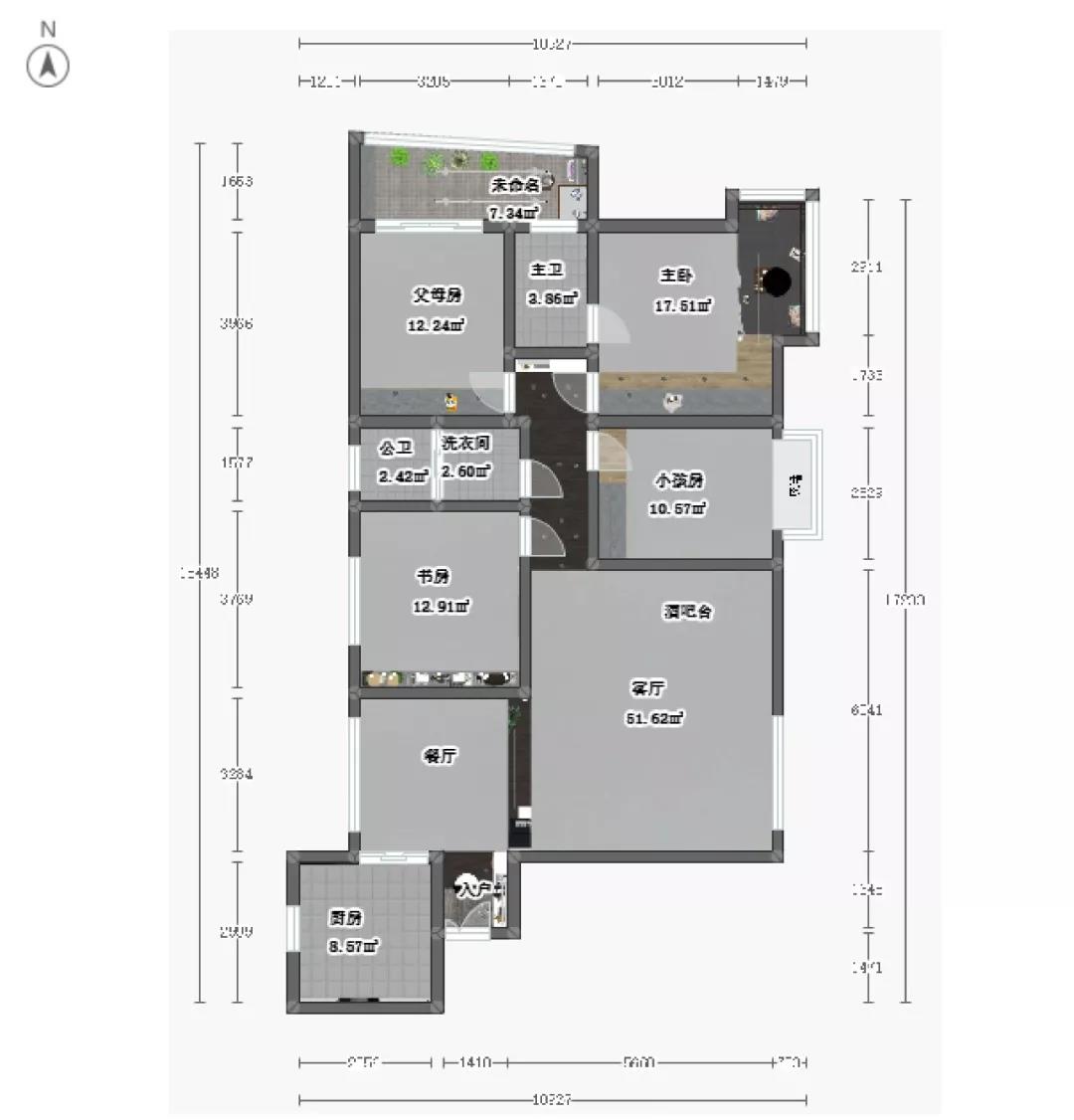 雷竞技在线官方入口全屋案例|129.6m2現代風格，灰白墨綠闡釋不一樣的摩登時尚