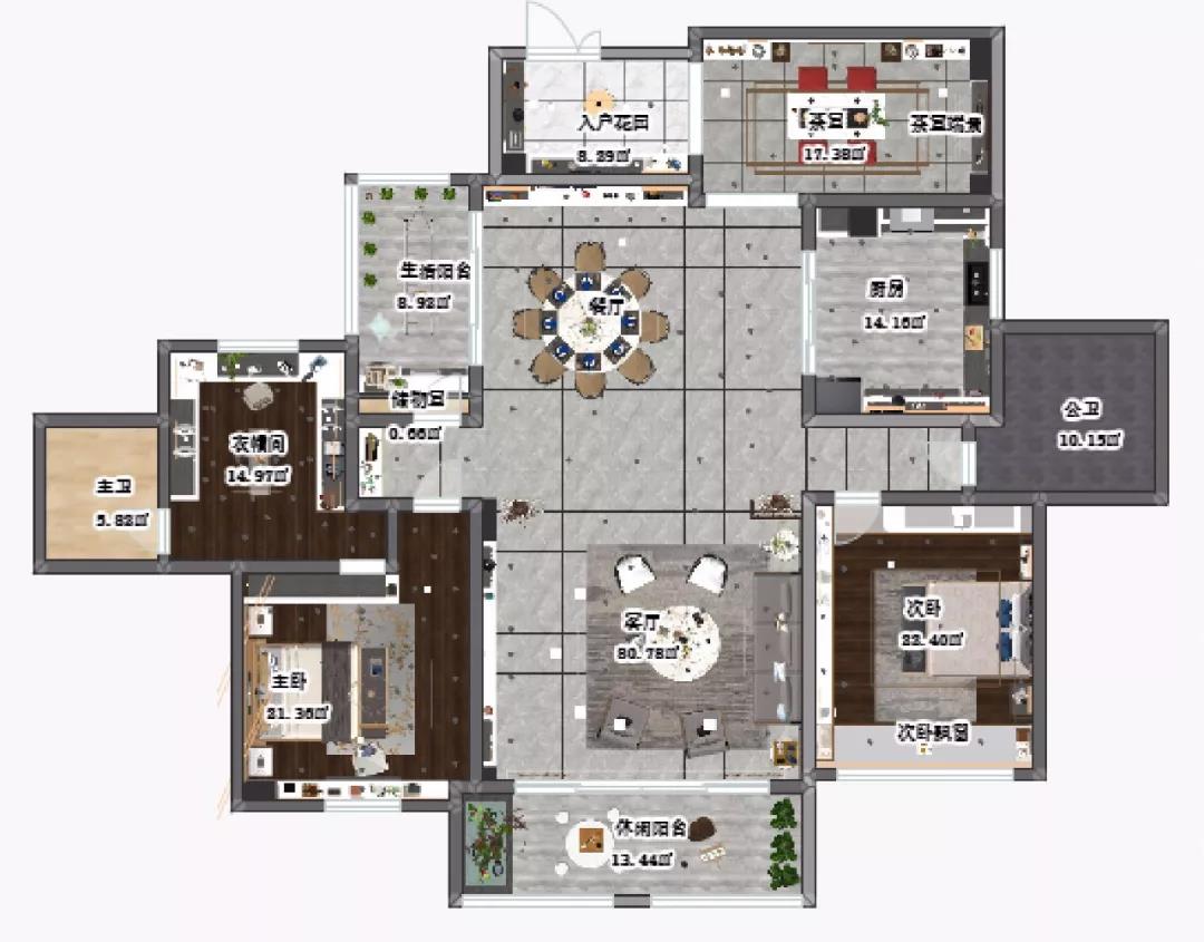 雷竞技在线官方入口全屋定製案例|218.3m2新中式風格，光明一室真金色！